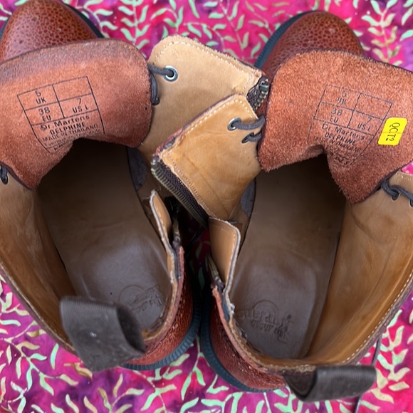 Dr. Martens Delphine Caramel Brown Brogue Detail Wingtip Ankle Boots - Picture 16 of 17